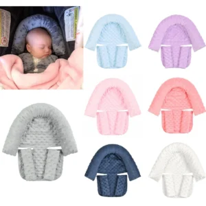 Baby Car Sleeping Head Support Pillow with Matching Seat Belt Strap Covers