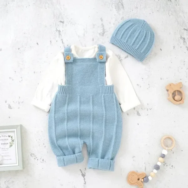 Baby Boy Knitted Romper & Hat - Image 7