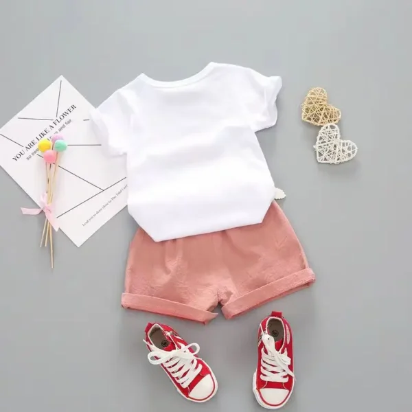 2pcs Summer Baby Girls Outfit (shirt & shorts only) - Image 6