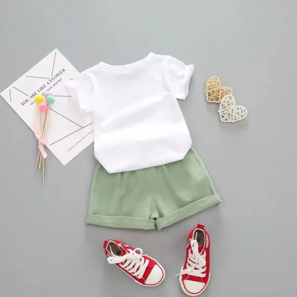 2pcs Summer Baby Girls Outfit (shirt & shorts only) - Image 5