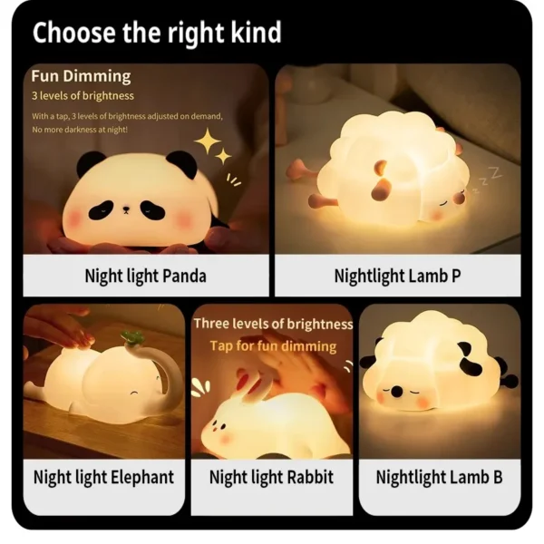 Cute LED Night Light Touch Sensor Cartoon Kid's Nightlights - Image 6